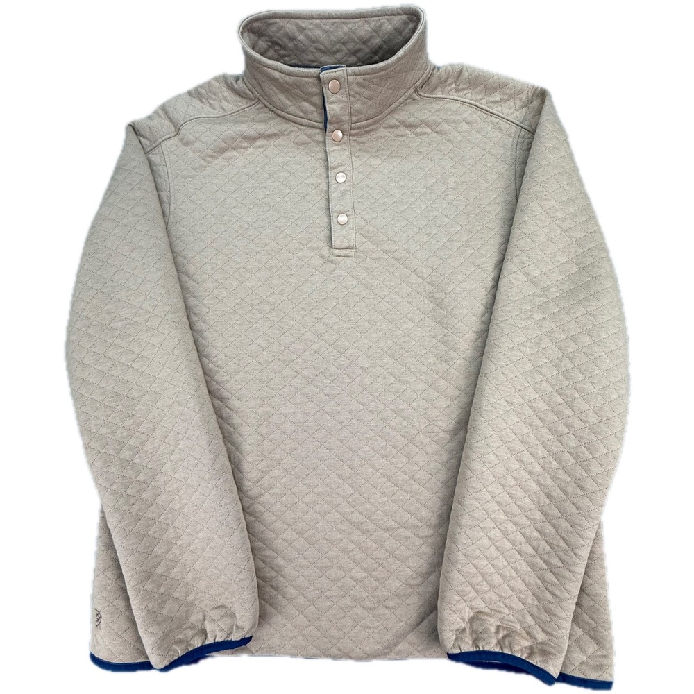Rhone Quilted Snap Neck Grammercy‎ Pullover Mens XL Tan Diamond Quilt Sweatshirt